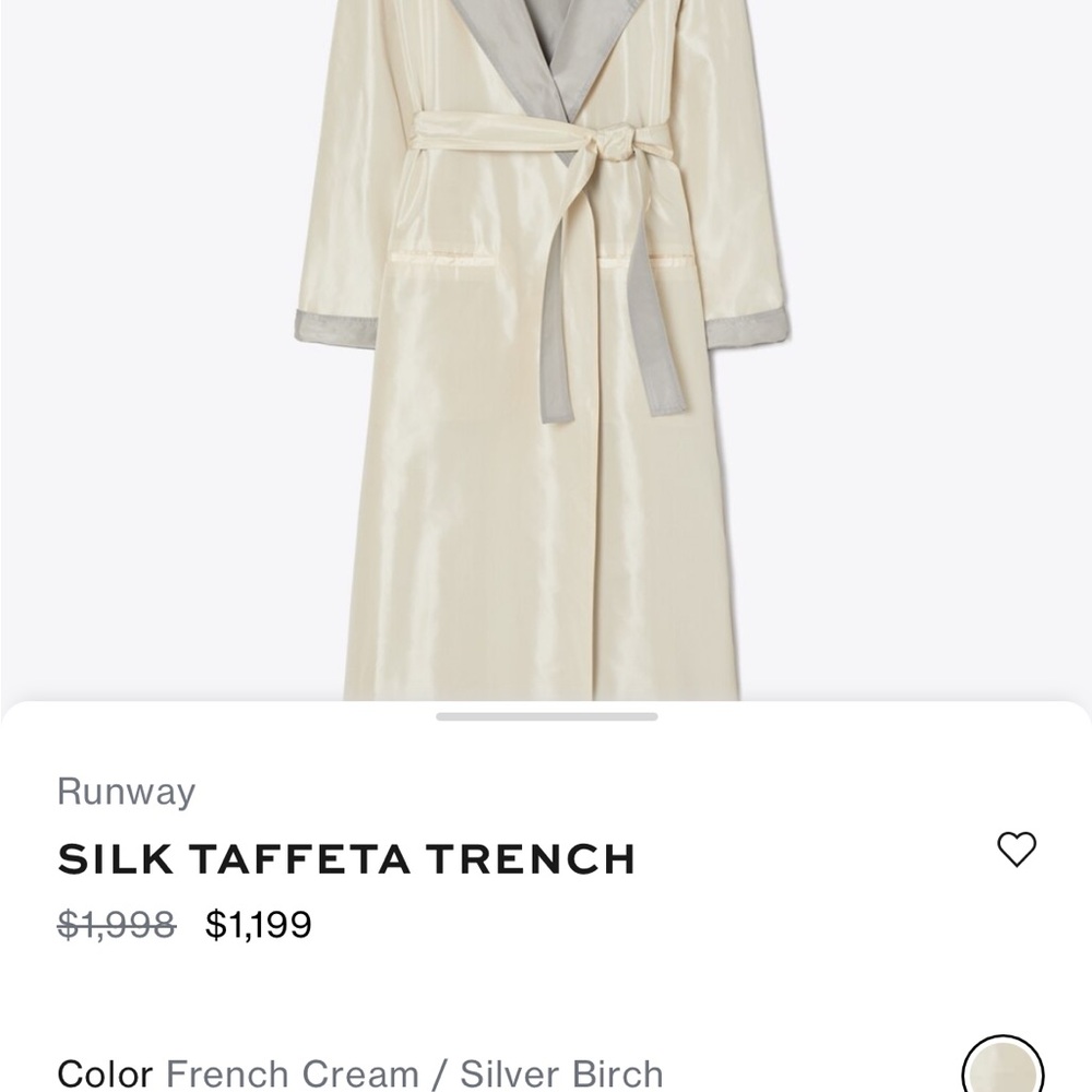 Tory Burch silk trench excellent condition